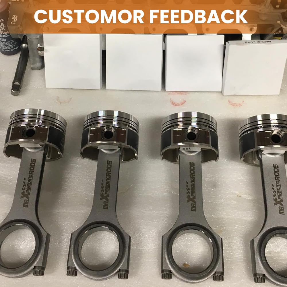 maXpeedingrods 4 pezzi 128.5mm Bielle H-fascio Connecting Rods Forgiato per Fiat Punto GT 1.4 1.6 Turbo MK1 176 1993-1999 + ARP 3/8" 2000 Bulloni [EU STOCK]