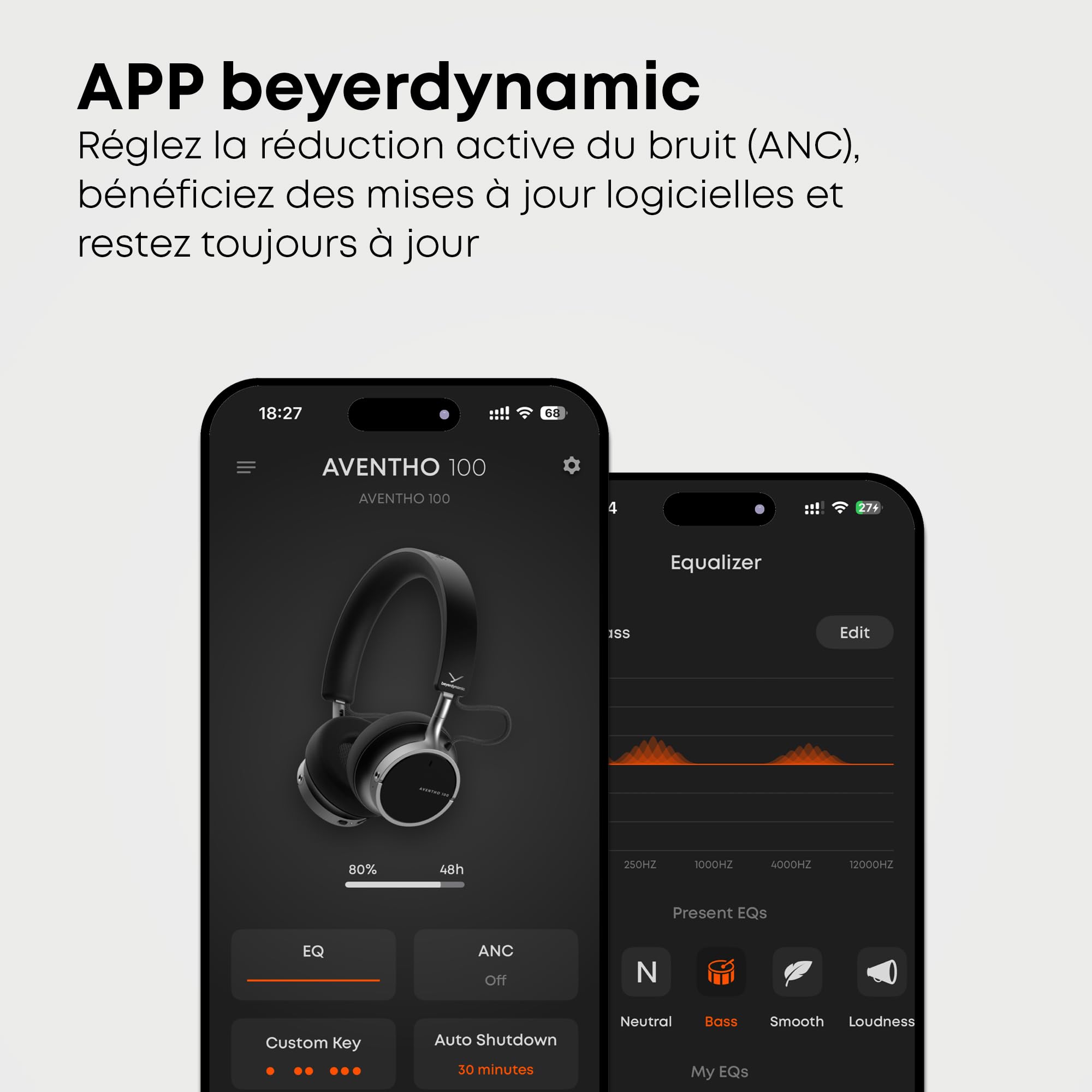 beyerdynamic AVENTHO 100 Casque Supra-auriculaire sans Fil avec ANC, Autonomie de 60 h, Design Pliable, Coussinets d'oreille remplaçables, Marron - Mise à Jour Disponible Via Application
