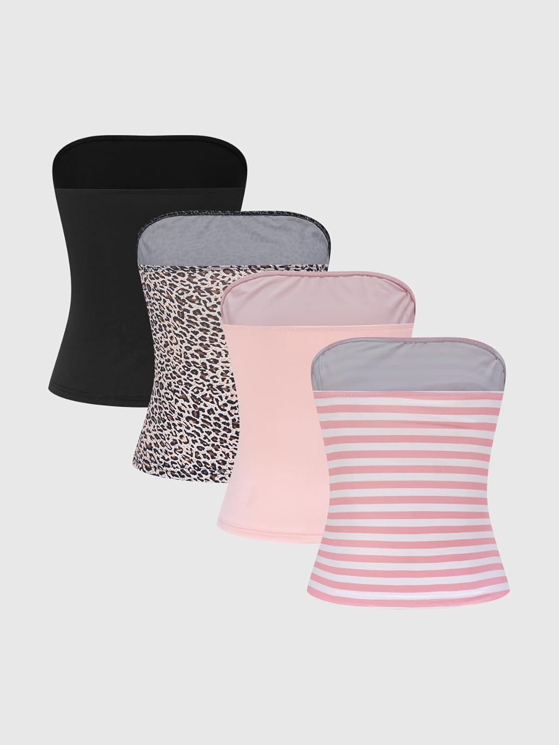 Women's 4pcs Strapless Bandeau Crop Tops Slim Fit Versatile Rave Top Set - Image 2