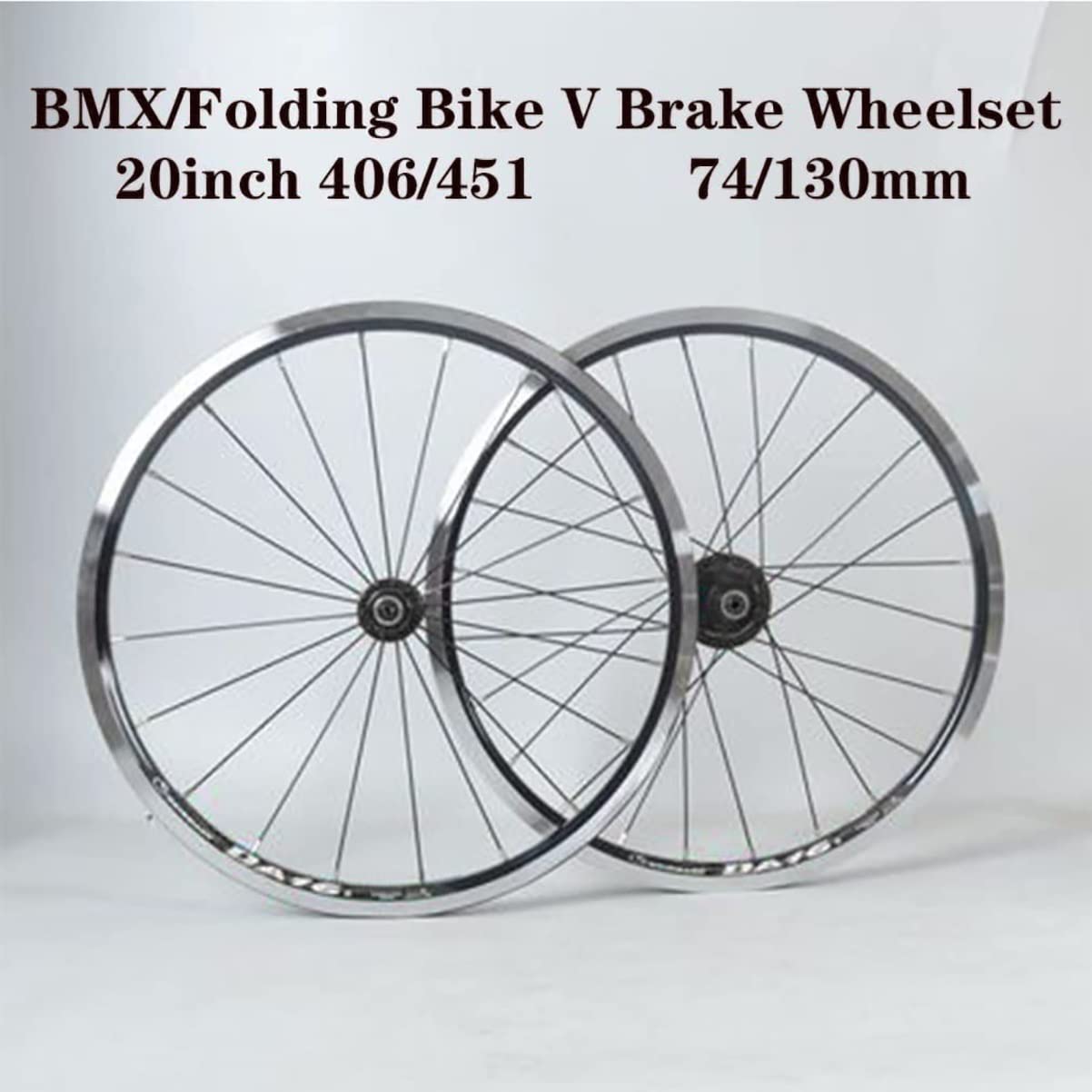 Juego De Ruedas Plegables 20in Llanta BMX 406/451 Freno V Liberación | Rápida Rueda Delantera Trasera Bujes 20/24H QR 74/130mm Para Cassette 7-11 Velocidades(Black,406)