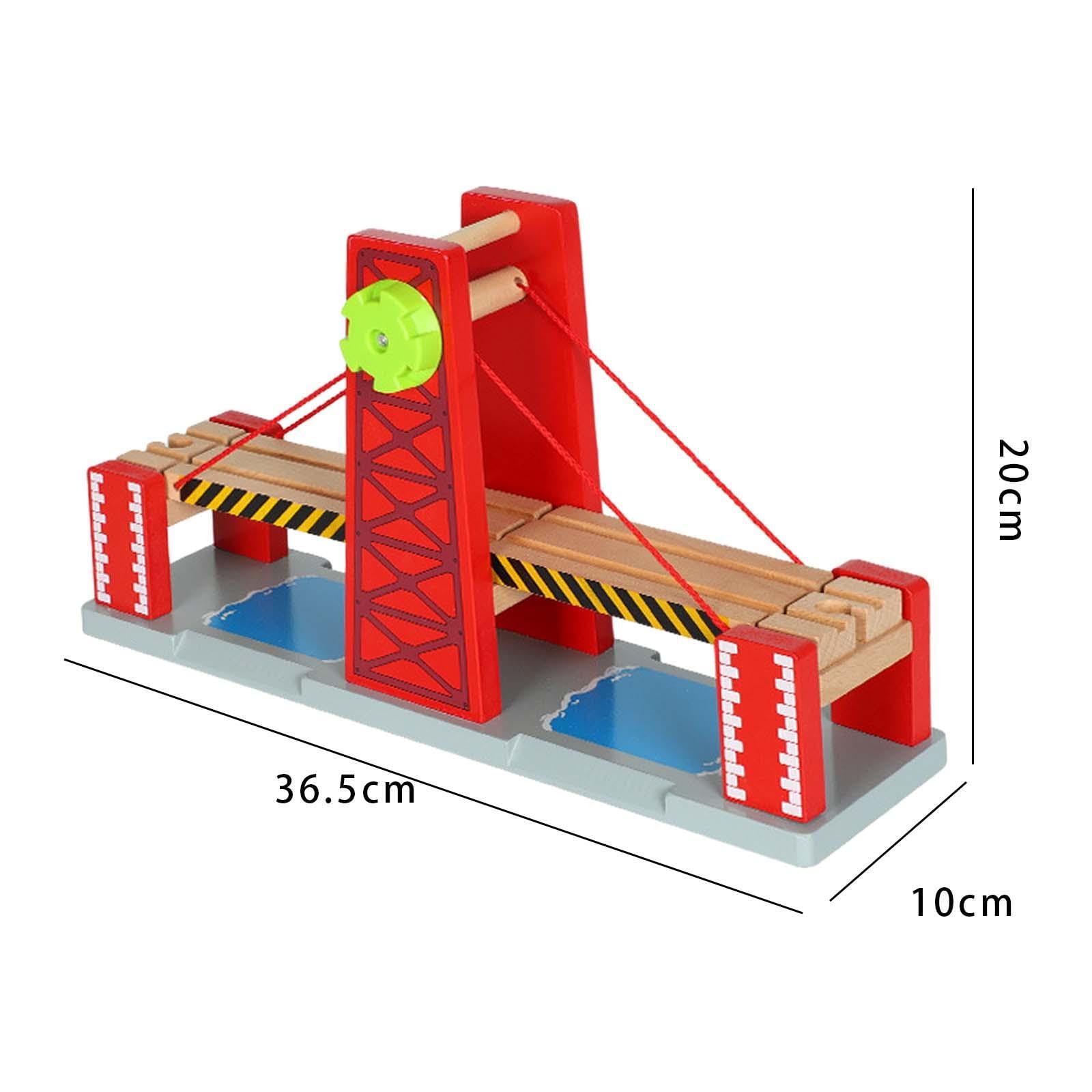 Set di gioco per trenini giocattolo coinvolgenti per bambini, con un esclusivo ponte di sollevamento per stimolare la creatività dei bambini. Accessori per set trenini in legno.
