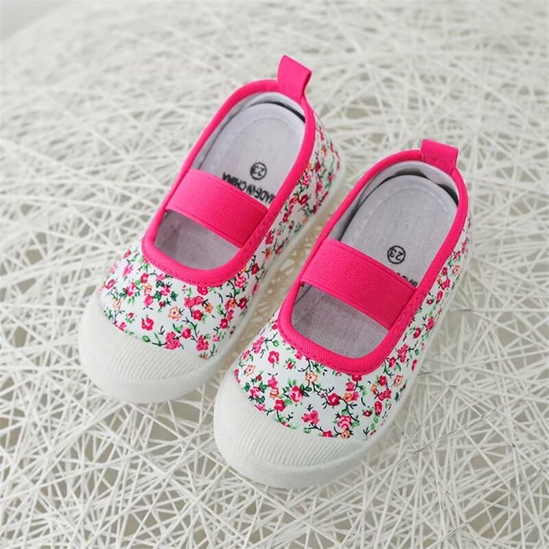 Zonkacen Girls Anti Skid Fashion Flower Elastic Dance Shoes for Ballet Perform Skirt Jeans Jogging Hiking Camping Exercise Trekking Vacation Pink 6.5 Toddler