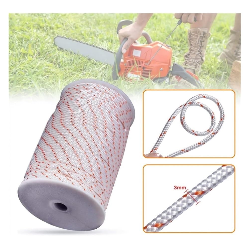 Cuerda de Arranque de Retroceso, Cable de tracción de 3Mm, 100 Metros, cortadora de Cepillo, cortadora de césped, Apta for Motosierra, Cable de tracción