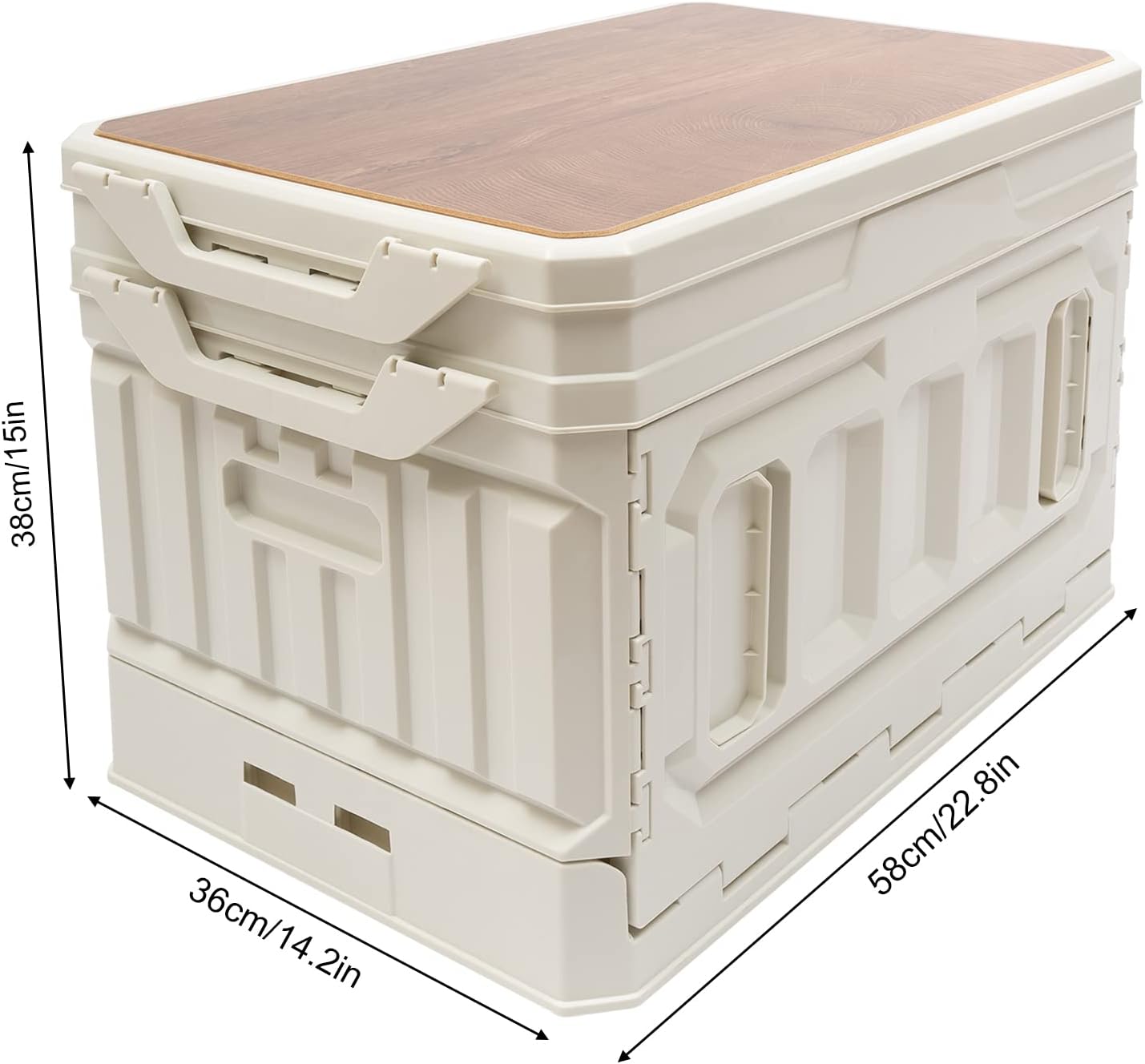 Folding Storage Box, Outdoor Collapsible Foldable Storage Box with Lid, Storage Bins For Picnic Camping Outdoor Activities (White)