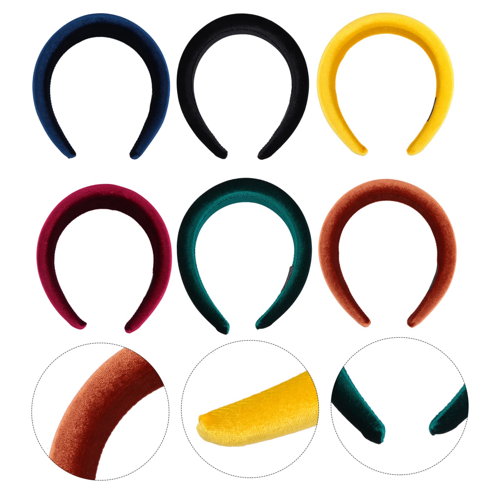 FRCOLOR 2 Juegos de Diademas Acolchadas de Terciopelo para Mujer Banda Ancha para El Cabello Accesorios para El Cabello Abultados Diadema de Moda 6 Piezas