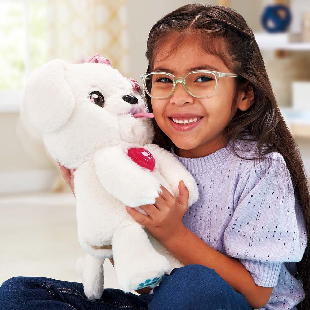 VTech - KissKiss, Mon Toutou Bisous, Peluche Interactive, Tête et Visage Animés, Compagnon Câlin Électronique, Animal à Fonctions, Jouet Chien Interactif, Cadeau Enfant Dès 3 Ans - Contenu en Français