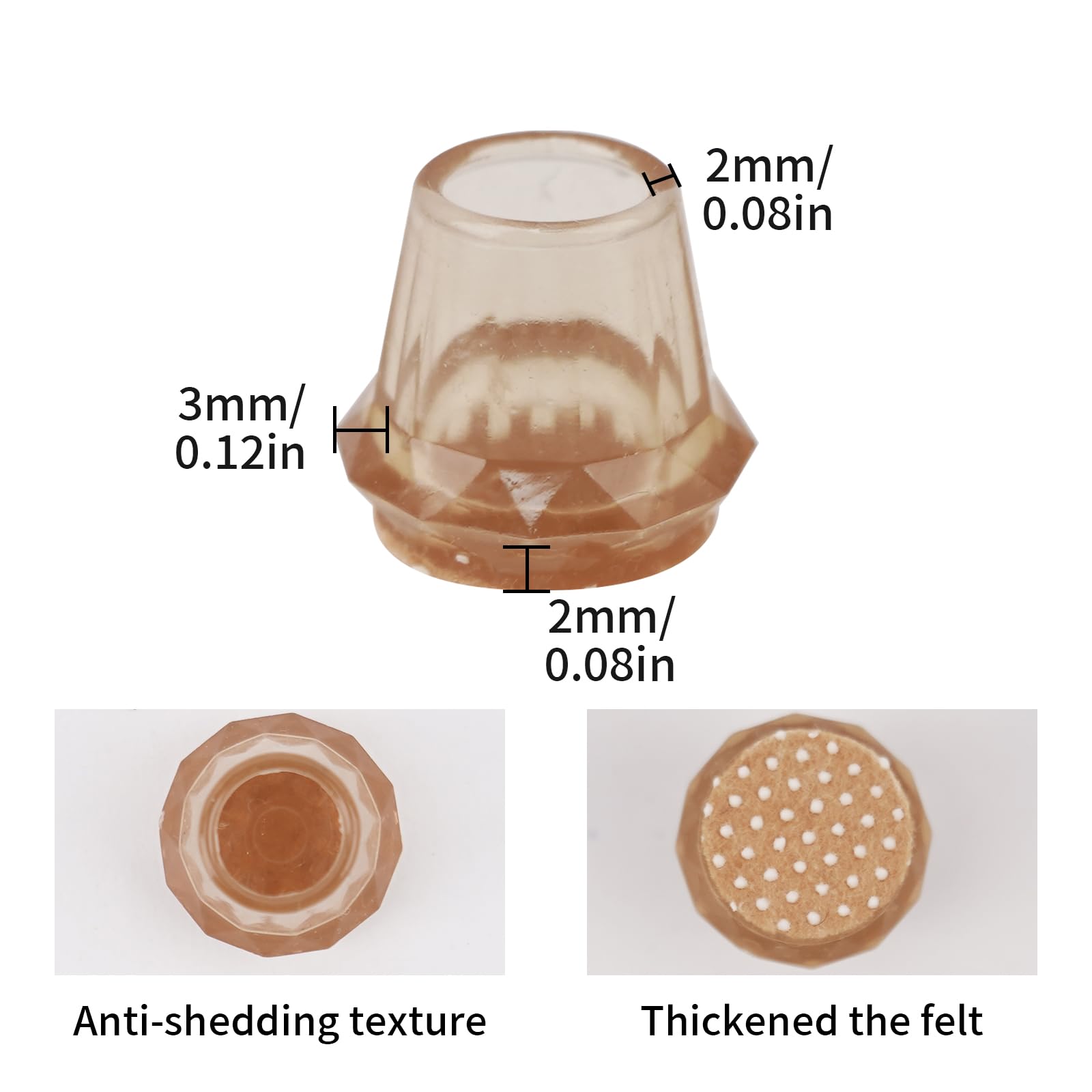 Vookkp 24Pcs 13-22mm Chair Leg Floor Protectors Cap, Brown Furniture Pads, Silicone Chair Leg Caps with Felt Pads - Image 4