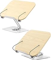 Vista 2 de Soporte para libros para lectura, soporte ajustable con base giratoria de 360° y clips de página, plegable de escritorio para libros de cocina