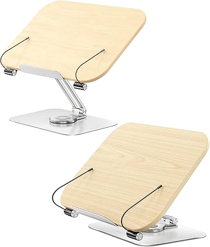 Miniatura 2 de Soporte de libro para lectura soporte ajustable Amasrich con base giratoria de 360 y clips de página plegable para libros de cocina partituras