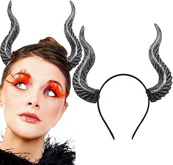 AUOCATTAIL Devil Horns Headband Horn Hair Hoop Party Headpiece Hairband Headwear Costume Dress Up Hair Accessories