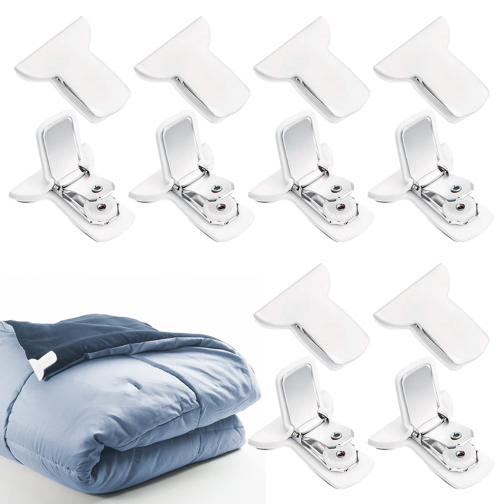 5 x Bettbezug-Clips, 12 x Bettdeckenclips für die Bettdecke, weiße Quilt-Clips verhindern, dass sich die Bettdecke im Bettbezug verschieben