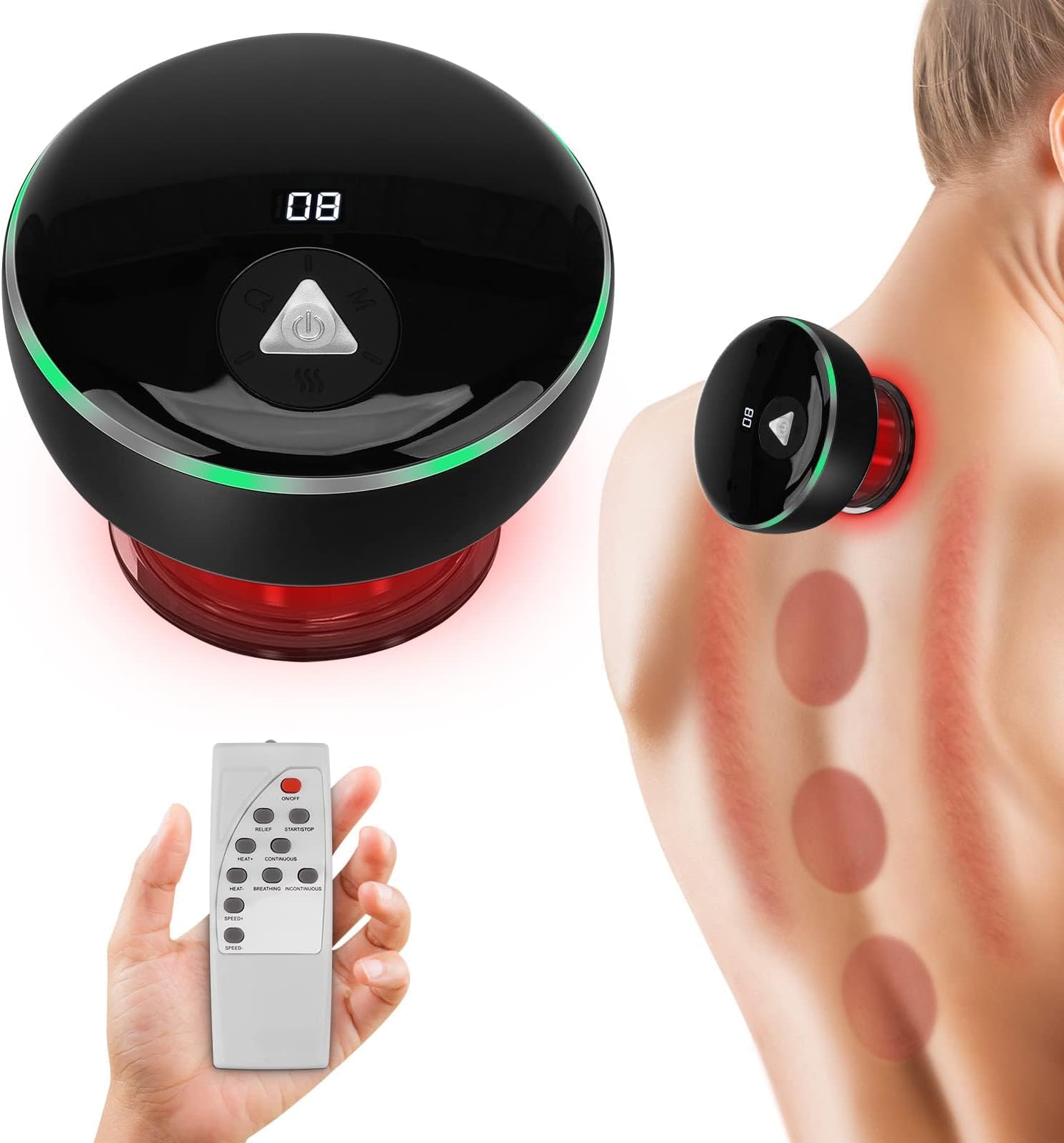 MAKINGTEC Newest Remote Control Smart Cupping Therapy Massager with Red Light Therapy, 4 In 1 Electric Cupping Machine With 16 Levels Temperature & Suction, Vacuum Therapy Machine Gua Sha Massage Tool