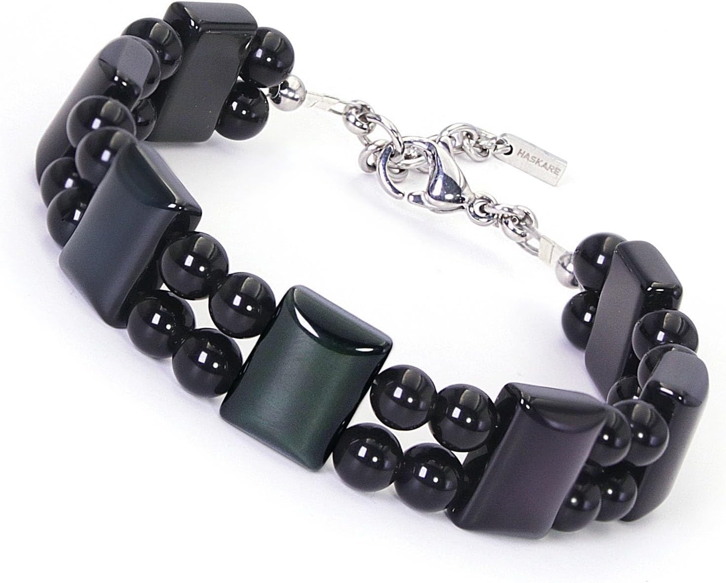 HASKARE Natural Crystal Beads Bracelet for Men Genuine Premium Obsidian Protection Guardian Stone Bracelet Energy Activation Mens Beaded Bracelet Rainbow Light Gradient Crystal Gifts for Mens Father