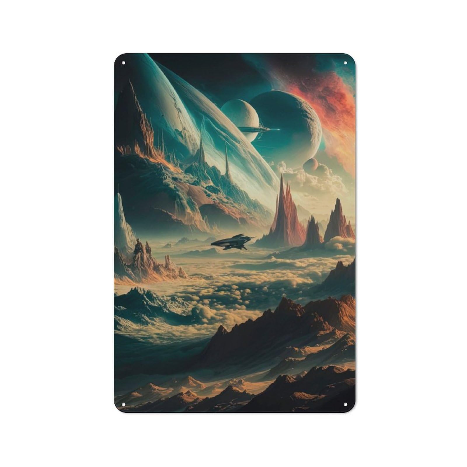 Junmoney Interstellar Horizons Retro Tin Sign 30X20cm For Home Office Or Studio, Suited To Home Office Decor Fans