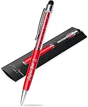 Jolis Papiers Stylo personnalisé métallisé 2 en 1 avec votre texte personnalisé de haute qualité avec cristaux intégrés. 13 coloris disponibles (Cristaux, Rouge, 1)