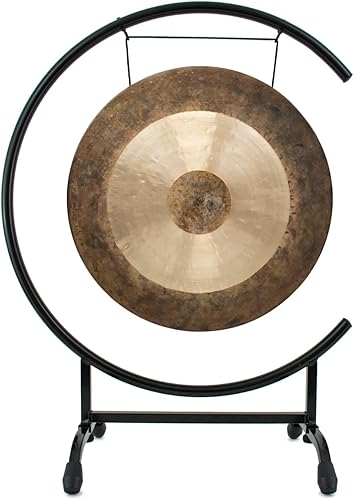 Gongs chinos de 16 pulgadas en soporte alto C - Atlantis Chau Gong de 16 pulgadas. Incluye soporte de gong, mazo y gong/soporte de metal fácil