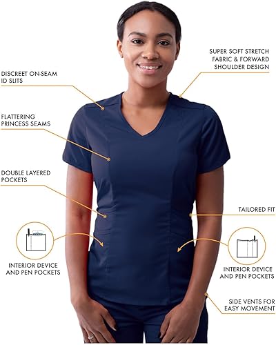 Miniatura 3 de Adar Pro - Conjunto médico moderno para mujer - Camiseta médica moderna con cuello en V y pantalón médico, pantalón de yoga
