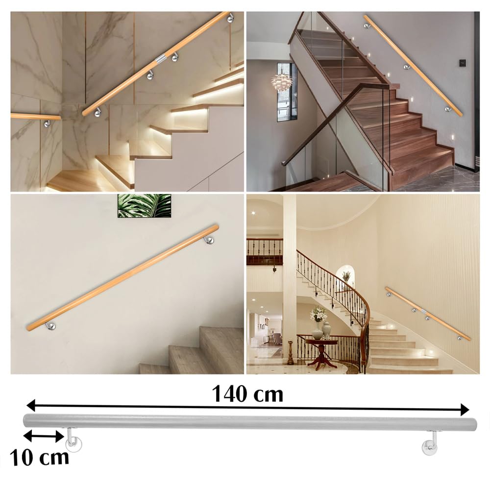 Buche Holz Handlauf Treppengeländer Geländer für Treppe Wandhandlauf V2Aox