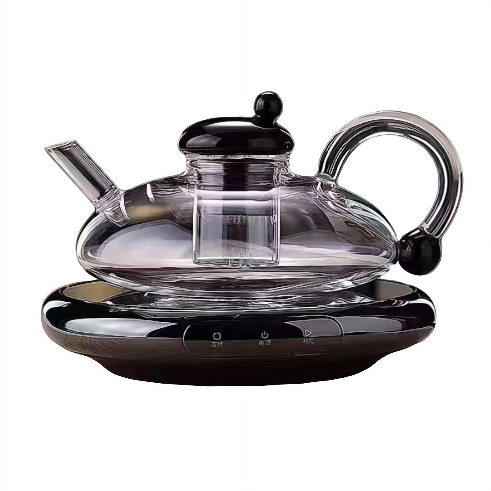Glas-Teekannen-Set mit elektrischem Stövchen, 700 ml Borosilikat-Teekanne und 2 Tassen, abnehmbarem Teesieb, tropffreier Auslauf, Anti-Verbrühungs-Griff, komplettes Brau-Set
