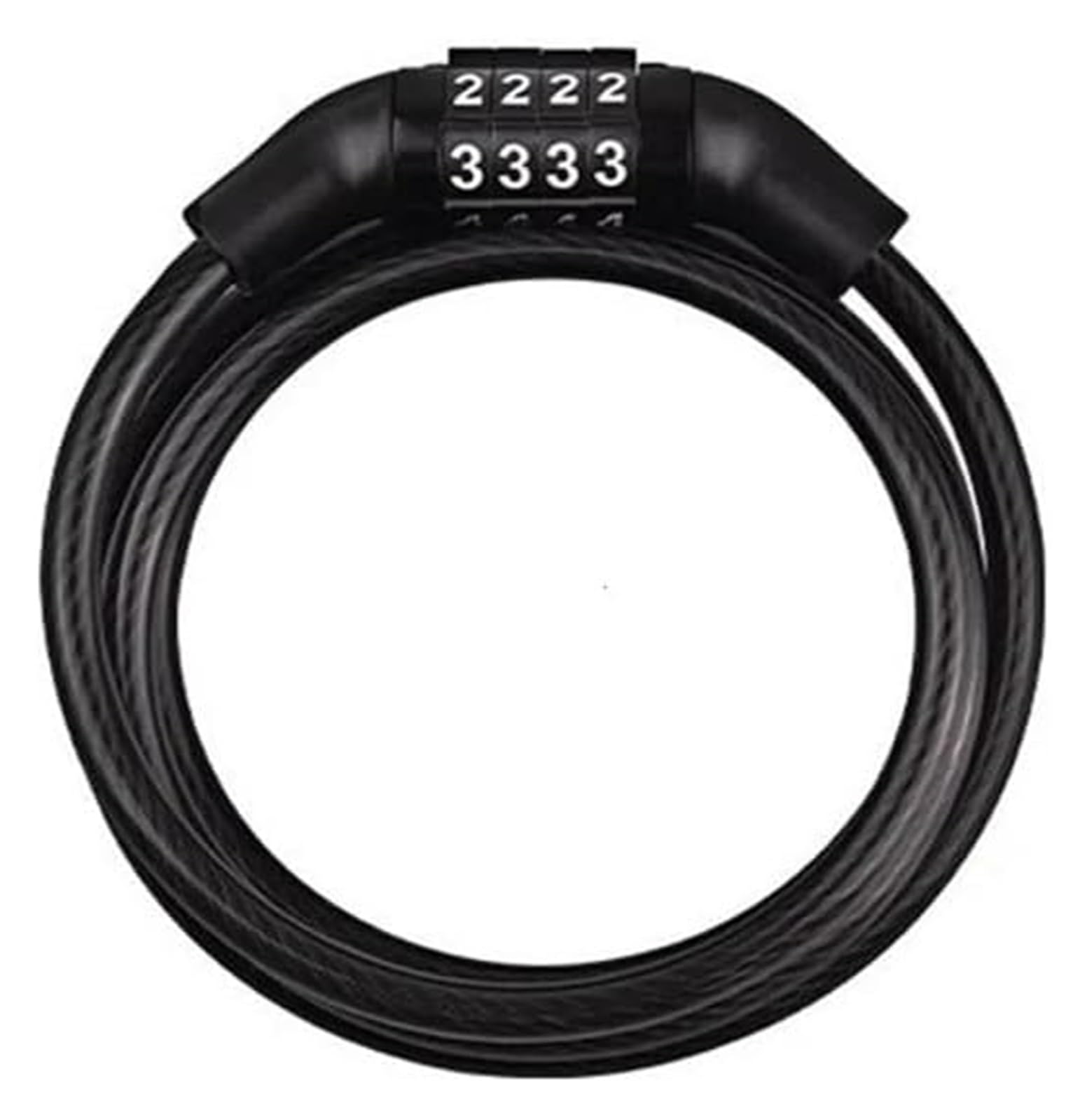 Giveduno Black Bicycle Lock, 4-Digit Password Cable Lock 1 Meter For Mountain Road Bikes
