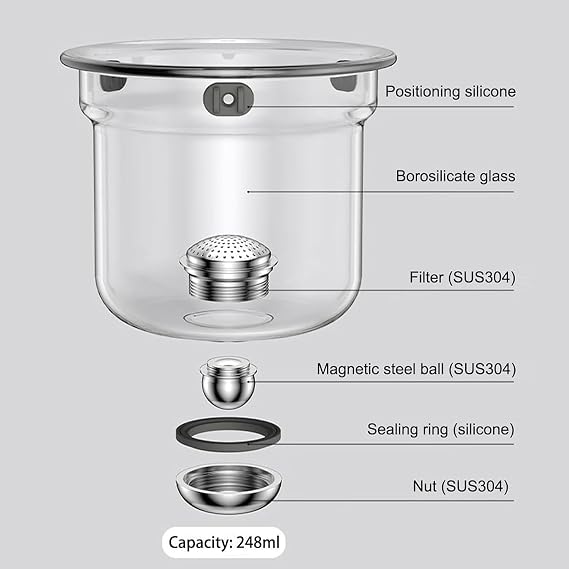 Magnetic Glass Teapot with Infuser, 30oz Borosilicate Tea Pot with Walnut Handle for Loose Leaf Tea, Office Home, Tea Lovers Gift
