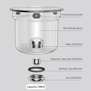 Magnetic Glass Teapot with Infuser, 30oz Borosilicate Tea Pot with Walnut Handle for Loose Leaf Tea, Office Home, Tea Lovers Gift