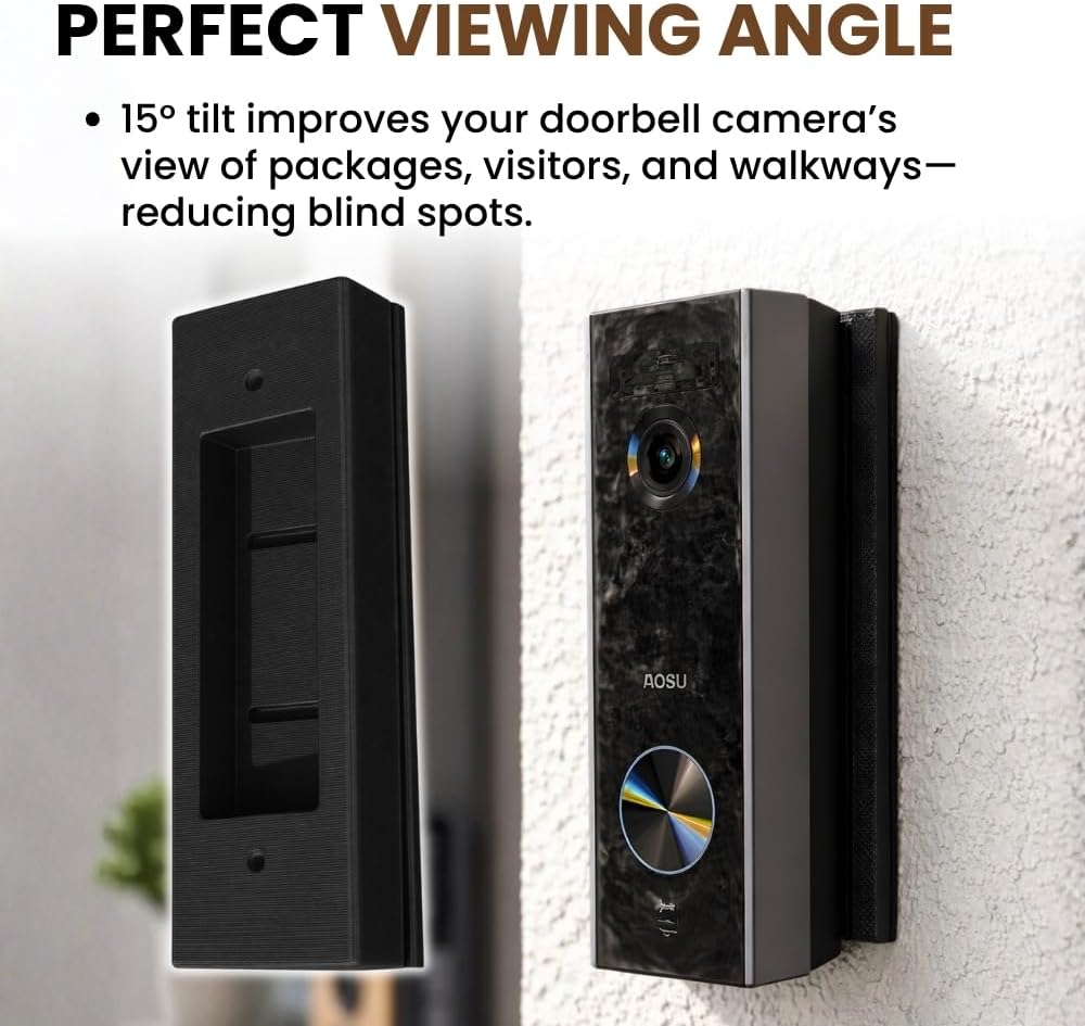 SplashNColor Doorbell Angle Mount Compatible with AOSU Security Camera Wireless No Subscription - Adjustable 15 Degree Bracket for Video Doorbell Cameras - Weather-Resistant Design image 2