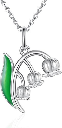 MONGAS Forget Me NotLily of the valleyHibiscus Necklace Sterling Silver Flower Pendant Necklace Flower Jewelry Gifts for Women