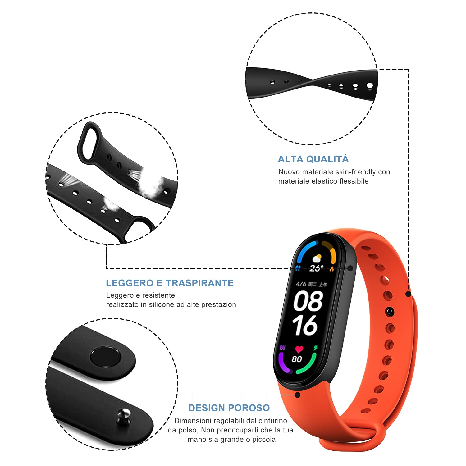 BANGTING 20 Pezzi Cinturino Compatibile con Xiaomi Mi Band 7 / 6 / 5 e Amazfit Band 5, Braccialetto Ricambio Cover Mi Fit 6 (20 Colori)