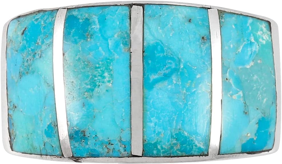 Turquoise Ring Sterling Silver 925 Genuine Gemstones Size 6 to 11 - Image 3