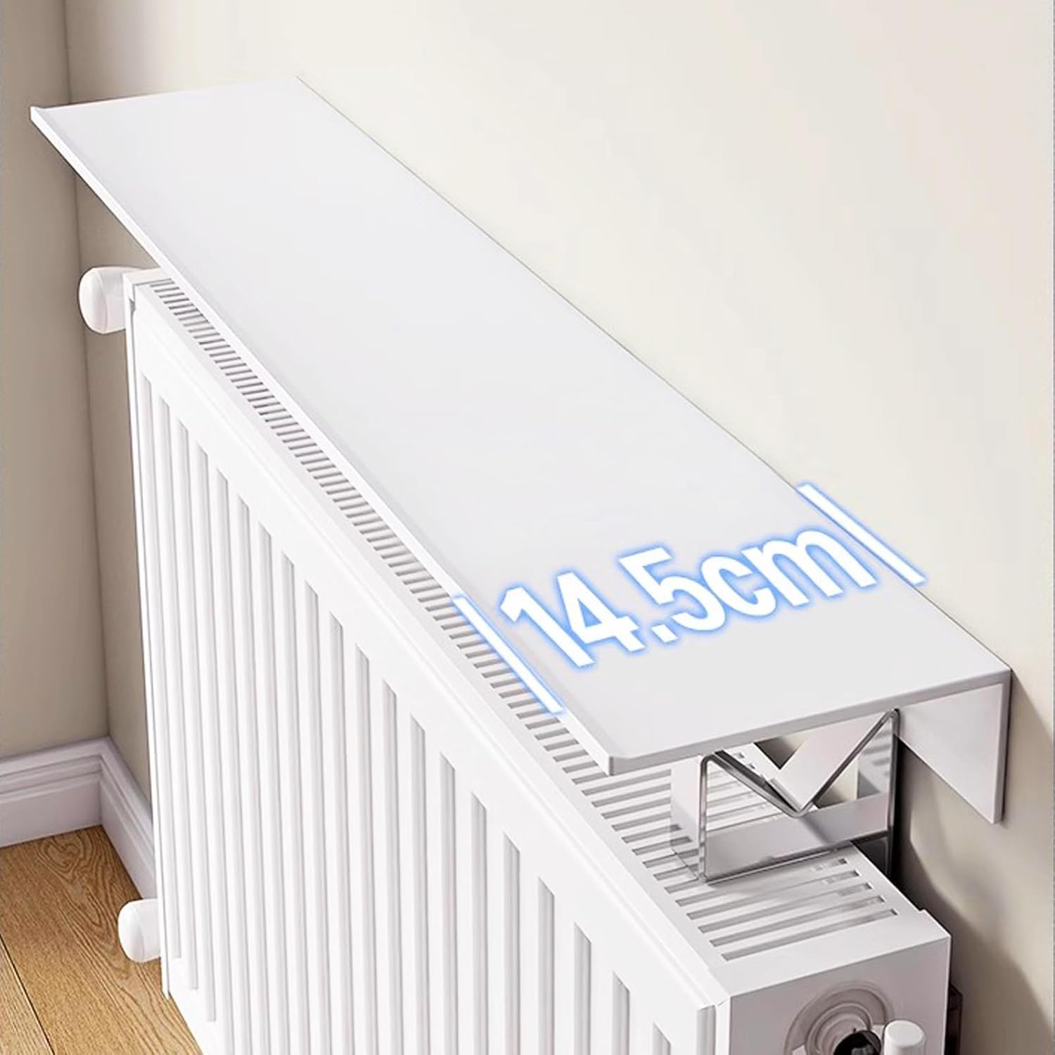 Estantes flotantes blancos para radiador de aluminio de 160cm sin taladro