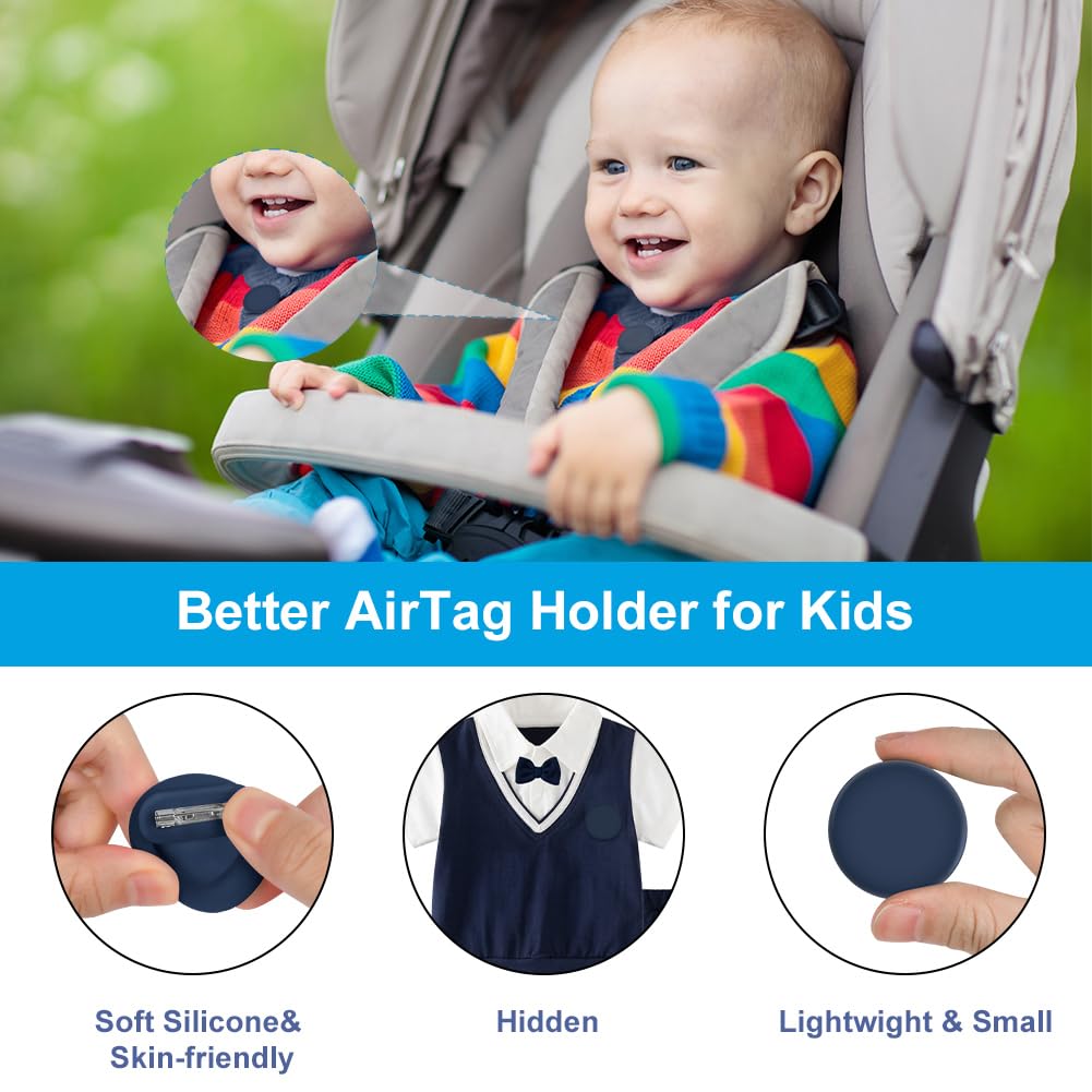 AXFEE 4PCS Hidden Air-Tag Case for Kids Air-tag Holder with Safety Pins, Anti-Removal Air-tags Sicoilne case - Image 3