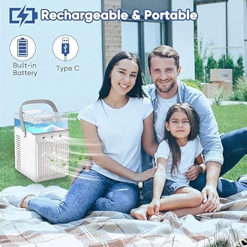 Ellassay COOLER FAN08 Mini Air Conditioner With App, 4 In 1 Portable Air Cooler, 3 Speeds Air Cooler Fan, Air Cooler For Room, Car, Office, Camping, 2000Mah Battery Powered & Type-C Rechargeable White thumb #5