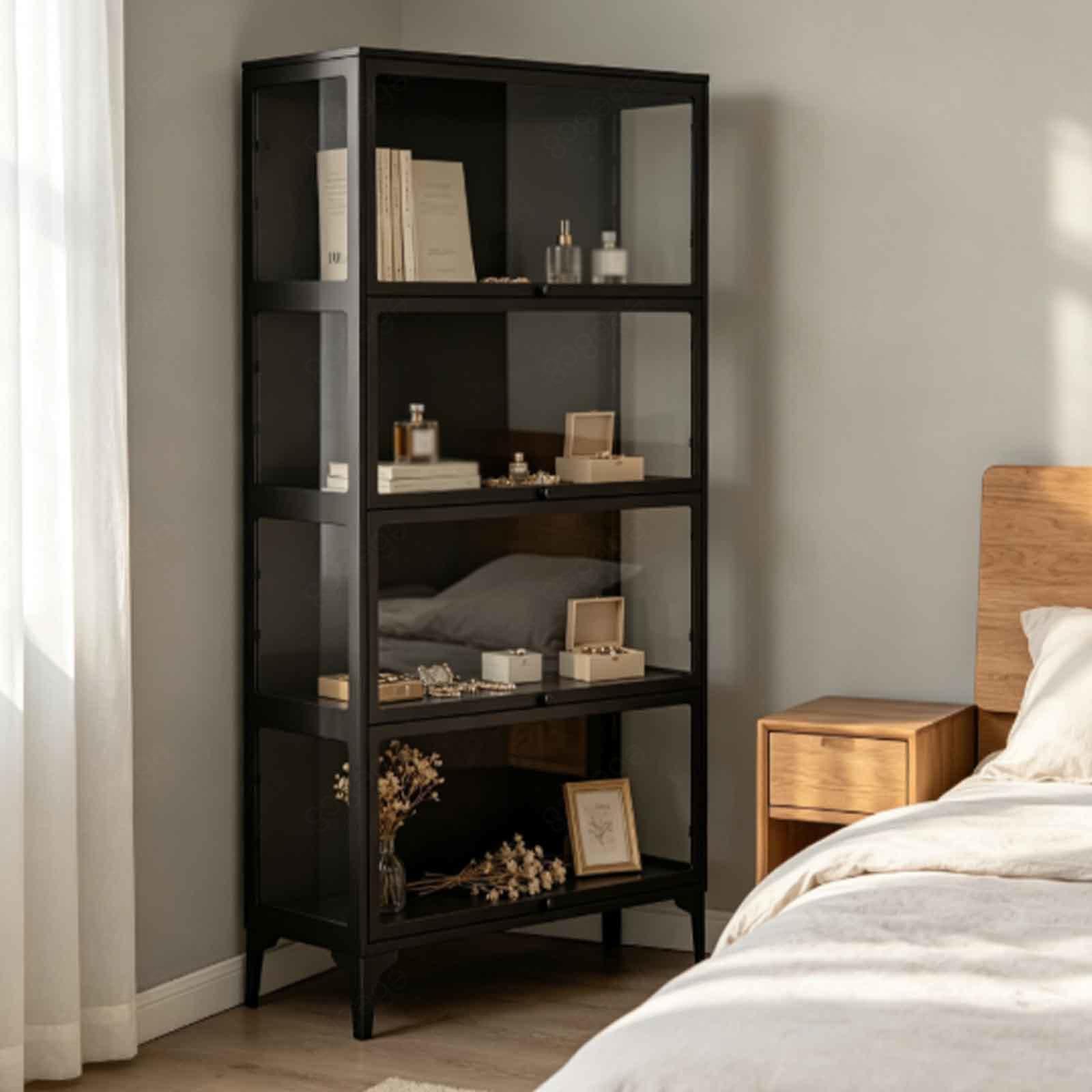 Vitrine Salon Meuble Vitrine Verre Salle À Manger 4 Etagere 32x78x165cm