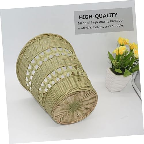 Miniatura 9 de Cabilock 1 PC cestas tejidas hechas a mano de bambú contenedor de basura práctica cesta de almacenamiento de ropa verde claro
