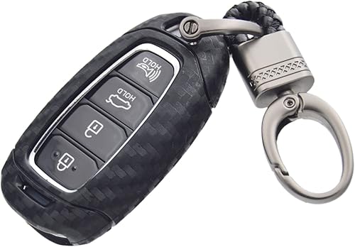 Miniatura 3 de Zorratin Funda para llavero de silicona de carbono + llavero para Hyundai Kona Azera Grandeur IG Elantra GT Santa Fe Veloster Venue 2018 2019 2020