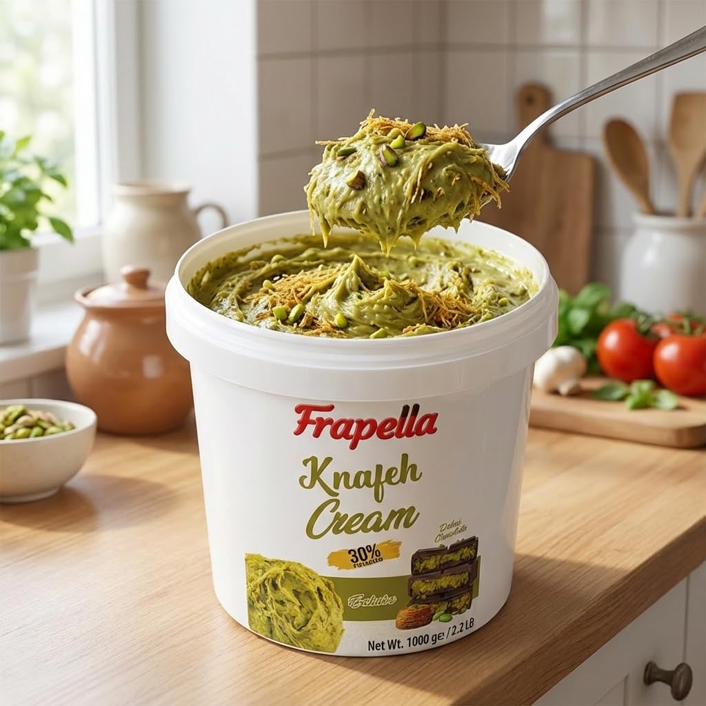 Bulk Dubai Chocolate Bar Filling - 2.2 lb (1 Kg) Ready to Use Pistachio Cream with Crispy Kataifi Filling for Viral Dubai Chocolate - Pistachio Butter Spread Cream Paste for Ice Crea, Cookie, Knafeh, Desserts, Pastries, Bread, Cakes & More (Bulk Dubai Chocolate Bar Filling)