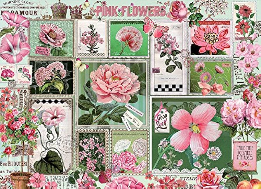 Cobble Hill 80042 Pink Flowers Puzzles, Jigsaw Puzzles