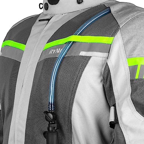 Image of Rynox Stealth Air Pro Jacket - Mesh Motorcycle Touring Jacket with Impact Protection and Abrasion Resistance - Grey Hi-Viz Green, 5XL