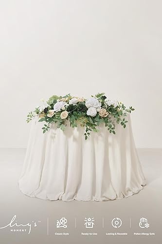 Miniatura 3 de Ling's Moment 2 piezas de centros de mesa de flores artificiales, arreglos de vegetación de flores para noviocabeza, decoración de mesa de boda,