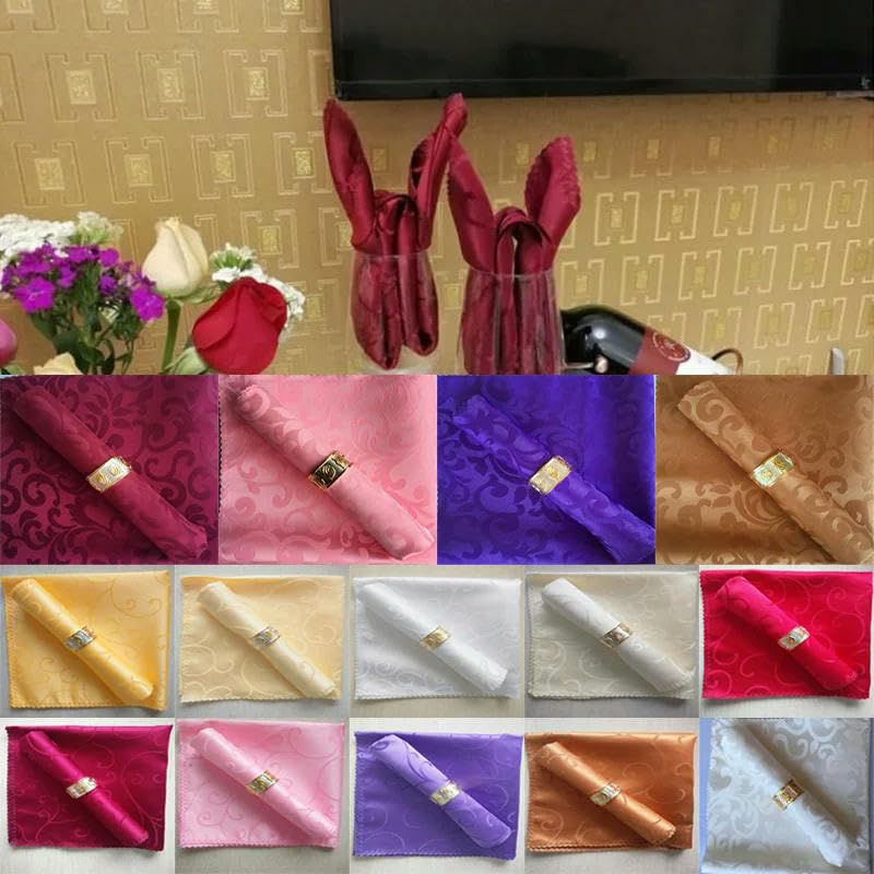 Lot de 10 serviettes de table en polyester jacquard damassé 48 x 48 cm pour décoration de mariage