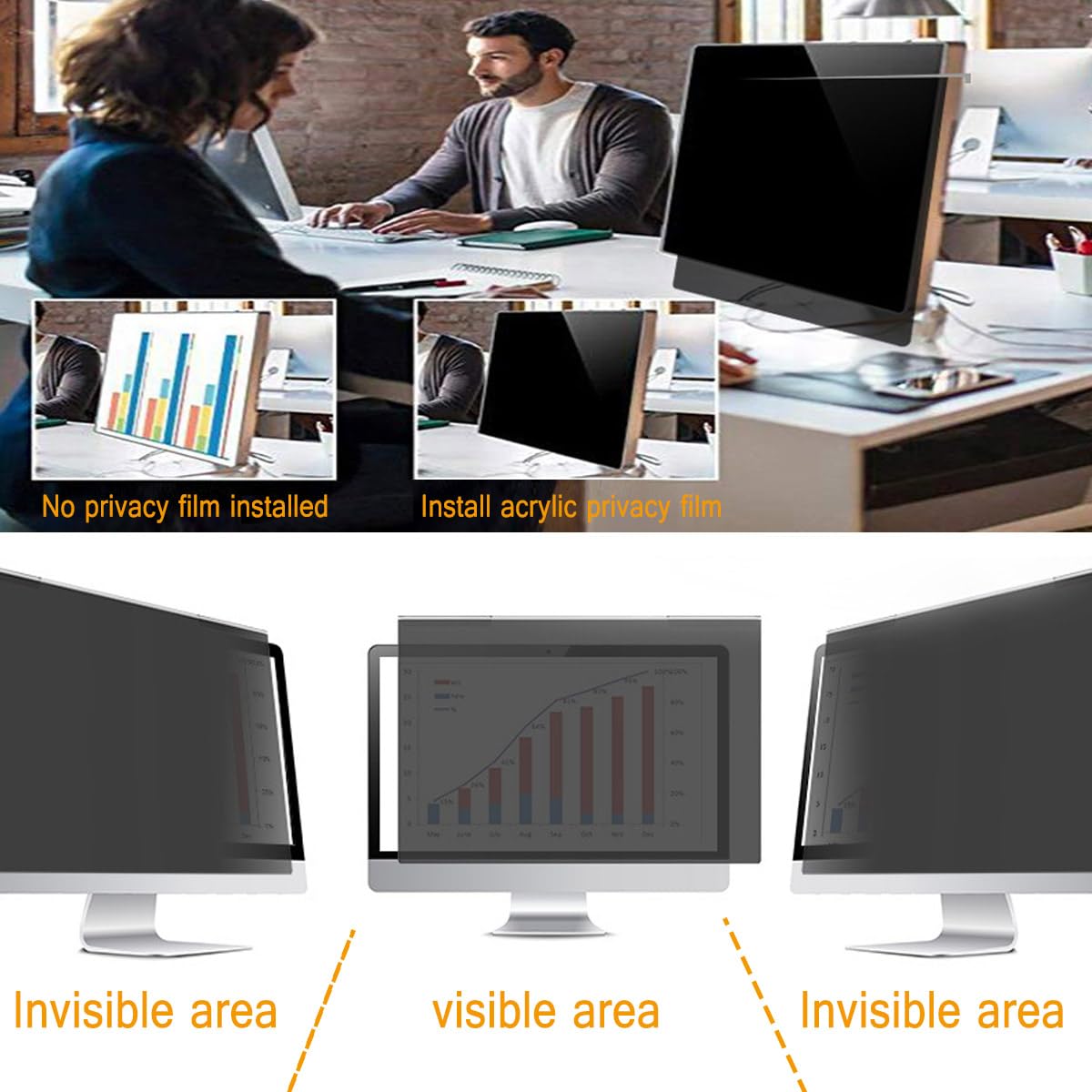 Pellicola protettiva per la privacy, schermo per monitor desktop widescreen 16:9, filtro antigraffio per la privacy da appendere da 20 pollici/21,5 pollici/24 pollici/27 pol(24 pollici 547*320 mm