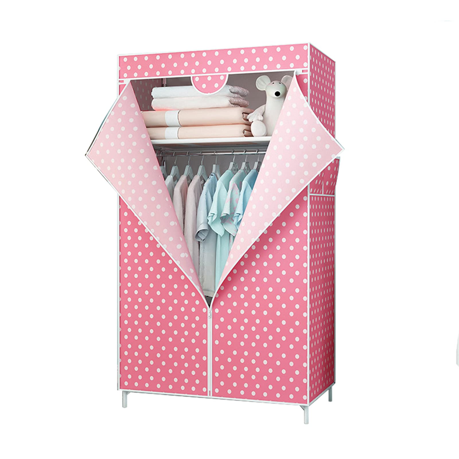 Armario Plegable De Lona, Riel para Colgar Ropa De Dormitorio Independiente Dormitorio De Condominio Organizador De Almacenamiento De Ropa Portátil con Bolsillos Laterales 155 * 43 * 70 CM