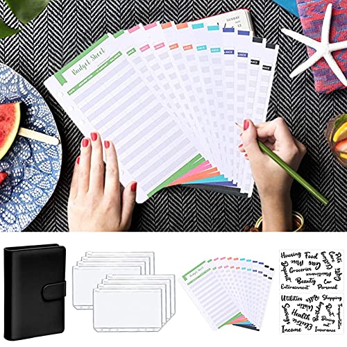 Ocobetom Leren notitieboekband, A6 budget-binding, lichte, praktische omslagmap met doorzichtige zakken met ritssluiting… - Image 4