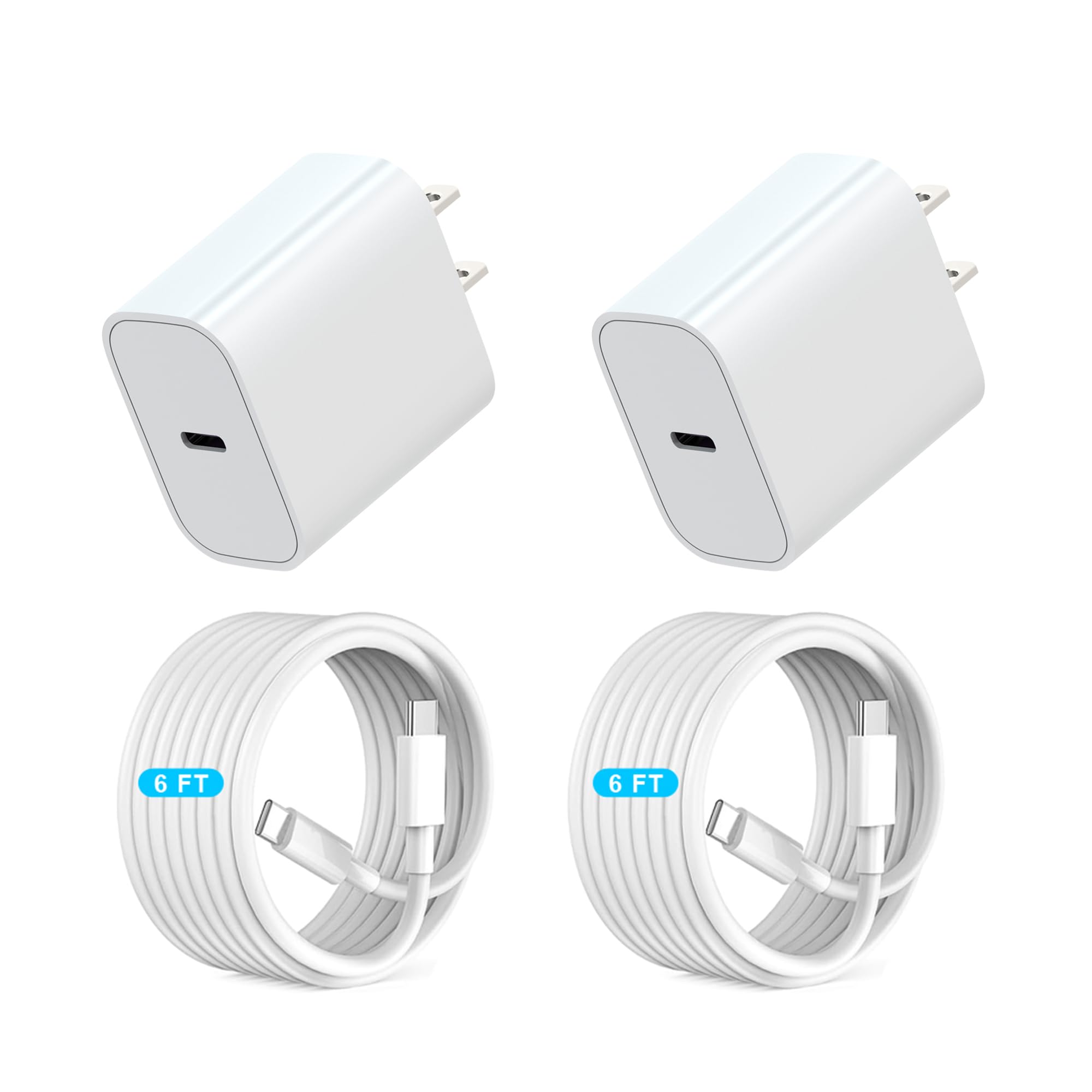 iPhone 16 15 Fast Charger, 2 Pack 20W Fast Charging Wall Charger USB C Charger Block with 6FT USB C Cord Compatible with iPhone 16/16 Pro Max/16 Pro/16/15/iPad Pro 12.9 and More