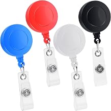 4 Pieces Key Chain Extendable Retractable Key Chain, 4 Colours Lanyard Extendable ID with 70 cm Polyester Rope, Plastic ID Card Holder Extendable with Carabiner
