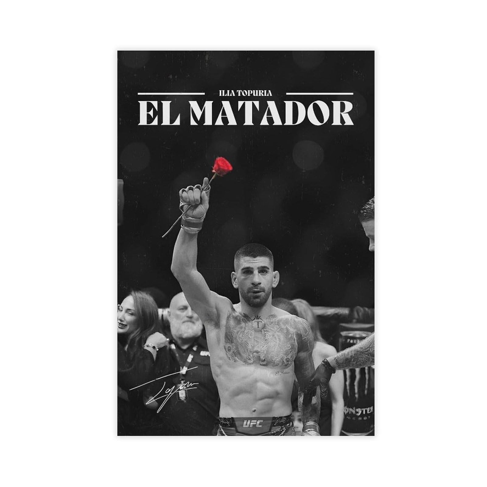Qgvbgf El Matador Ilia Topuria Ufc Fighting Posters Canvas Poster Bedroom Decor Landscape Office Room Decor Gift 12X18inch(30X45cm)