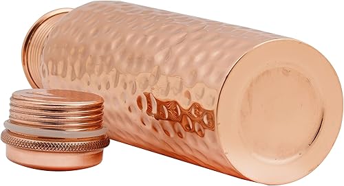 Miniatura 6 de Botella de agua de cobre para beber, 34 onzas, botella de agua ayurveda de cobre puro, botella de agua ayurvédica con tapa, a prueba de fugas,