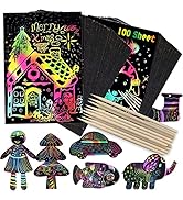 Scratch Paper Art for Kids, 100Pcs Magic Rainbow Scratch Paper Art Set Black Scratch it Off Arts ...
