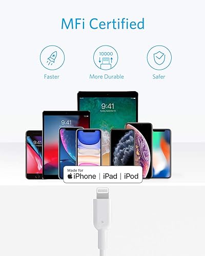 Vista 29 de Anker Cable USB C a Lightning, cable USB-C 321 a Lightning (3 pies, blanco), certificado MFi para iPhone 13 Pro 12 Pro Max 12 11 X XS, AirPods Pro